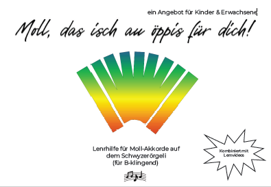 Ein digitales PDF-Dokument mit einem Download-Link für den Zugang zu 9 Lernvideos, die zeigen, wie Moll-Akkorde auf dem Schwyzerörgeli gespielt werden.