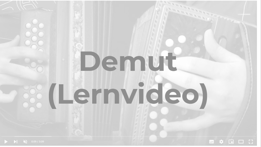 „Produktbild des Lernvideos 'Demut', mit einem B-Örgeli im Hintergrund.“